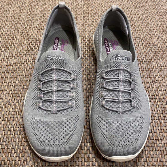 Skechers 8 Gray Memory Foam Slip On Sneakers - Picture 1 of 8